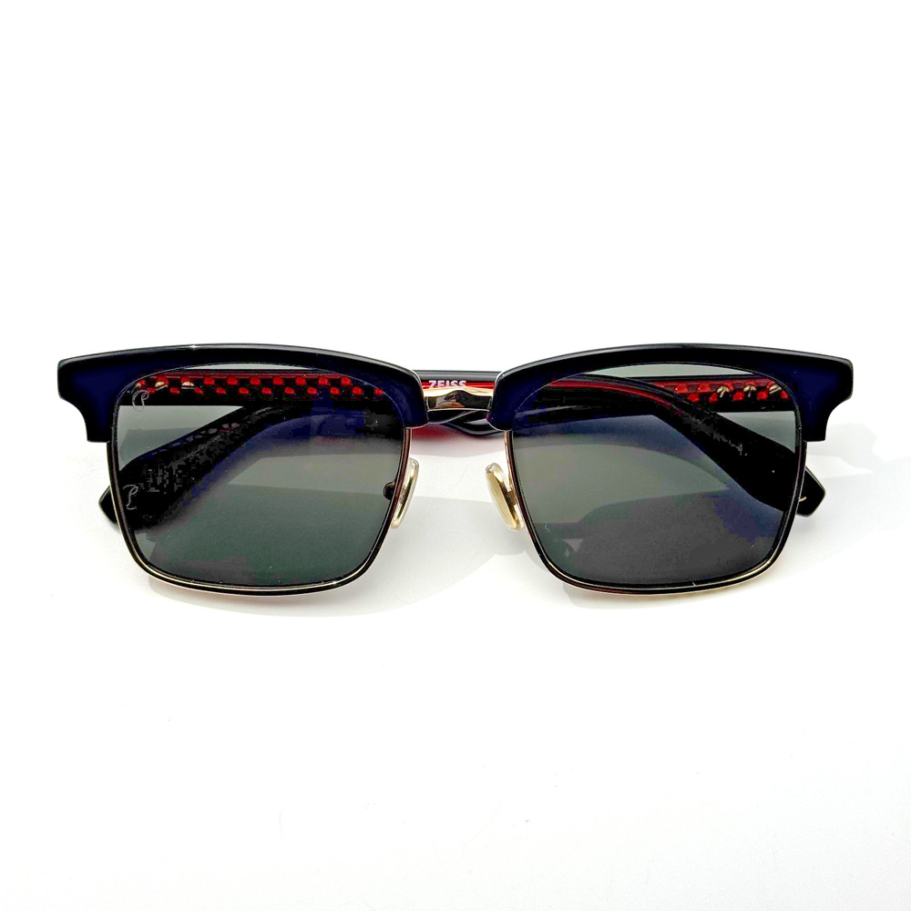 Christian Louboutin Sunglasses LB0057 05A Black Gold Browline Frame Gray Lens